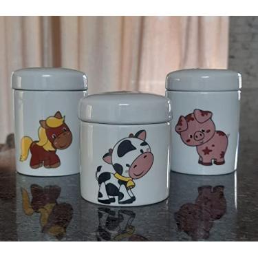 Imagem de Kit higiene bebê Fazendinha 3 potes - Tudo Porcelana