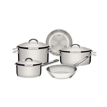 Imagem de Jogo de Panelas Tramontina Solar em Aço Inox com Fundo Triplo e Tampas de Inox 5 Peças Tramontina