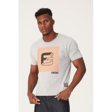 Imagem de Camiseta Fatal Estampada Big Brand Logo Cinza Mescla