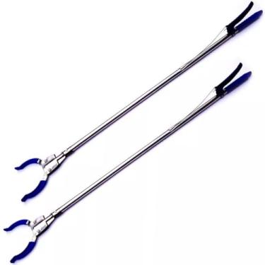 Imagem de Kit 2 Pegador De Objetos Em Metal Garra Mão Mecânica Braço Extensor Forte Lixo 91 Cm