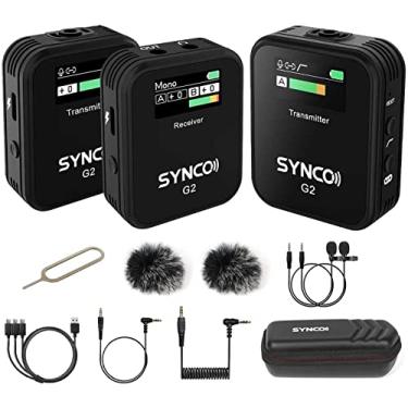 Imagem de SYNCO G2 (A2),2.4G Wireless Lavalier Microphone System Dual Transmitter & 1 Receiver Lapel mic with Android cable for Vlogging Streaming YouTube go wirelessly on Camera Smartphone Table
