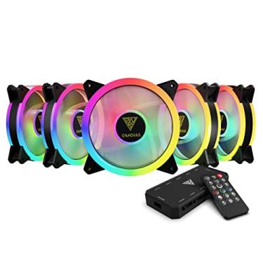 Imagem de Kit de 5 Fans Gamdias Aeolus M2-1205R RGB 120mm - Ventiladores ARGB para Computador