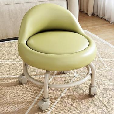 Imagem de Assento de rolo baixo, cadeira de banco de roda, almofada de couro, assentos de rolo com encosto, pequenos assentos giratórios de 360 ​​graus para home office, fitness, assento giratório red