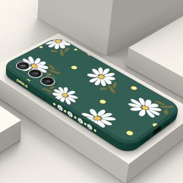 Imagem de LEECG Capa para Galaxy S23 FE, design criativo com impressão lateral para Samsung S23 FE 5G, capa protetora de silicone macio e resistente, capa para celular S23 FE - verde margarida