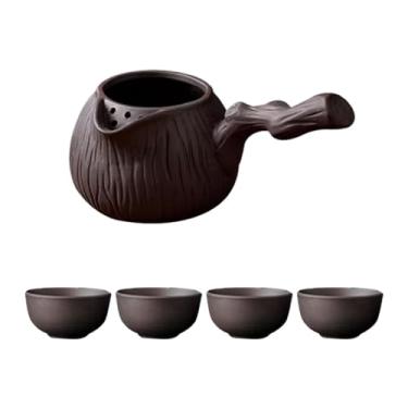 Imagem de Gralara Conjunto de xícaras de cerâmica para ferver água quente com infusor de chá, perfeito para relaxantes, Preto