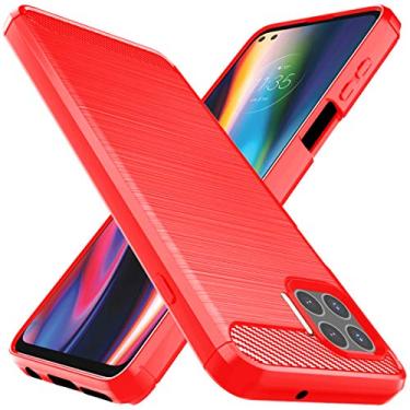 Imagem de Osophter Capa para Moto One 5G, capa para Moto G 5G Plus, capa para Moto One Lite, capa protetora de borracha TPU flexível com absorção de choque para Motorola Moto One 5G (vermelha)