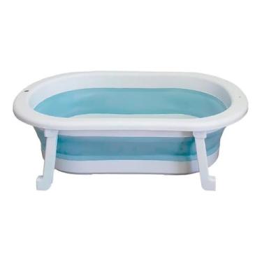 Imagem de Banheira de Bebê Retrátil e Dobrável em Silicone - Prática e Confortável (Azul)