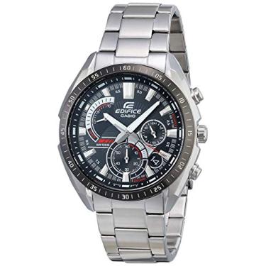 Imagem de Casio Pulseira masculina Edifice Quartzo de aço inoxidável, prata, relógio casual 22 (modelo: EFR-570DB-1AVCR)