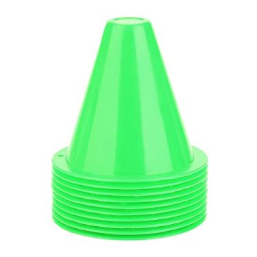Imagem de OUKENS Cone de Treinamento de Futebol, 10 pçs Cones de Futebol Treinamento Esporte Equipamento de Futebol Barreiras Suporte de Plástico Acessório para Treinamento Fitness (Verde)