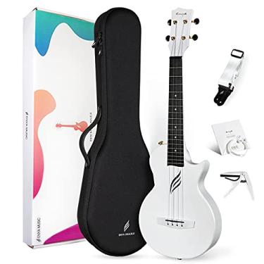 Imagem de Ukelele tenor recortado Enya Ukulele de viagem de 66 cm, de fibra de carbono para adultos, kit de pacote iniciante incluindo capa, alça, capo e cordas (Nova U Pro, branco)
