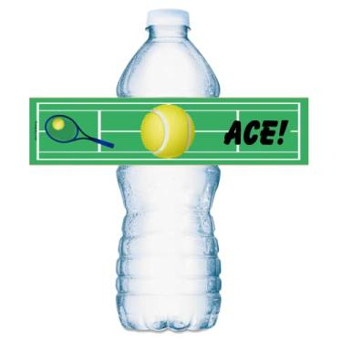 Imagem de 25 etiquetas para garrafas de água de tênis esportivas, à prova d'água, ótimos adesivos para festa de aniversário, chá de bebê, casamento, formatura ou qualquer decoração de evento familiar, feito nos