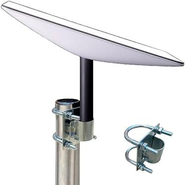 Imagem de Sactulaz Suporte de tubo de mastro de antena e adaptador de mastro de bandeira funciona com prato Starlink e antena universal braçadeira de poste de aço suporte de montagem no telhado