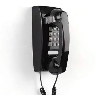 Imagem de Telefone de parede retrô com som mecânico alto, telefones de parede vintage para telefone fixo com volume, telefone fixo com fio ajustável à moda antiga para casa, escola, cozinha, escritório