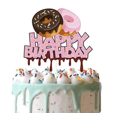Imagem de Donuts Happy Birthday Cake Topper, Candy Doughnut Cake Decor, Dessert Donut Theme Birthday Party Supplies, Donut Grow Up Party Decoration