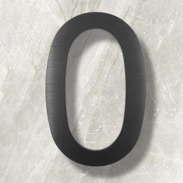 Imagem de Cobata Números de casa de 25 cm - Número de endereço residencial moderno flutuante - Número de acabamento escovado de alumínio contemporâneo grande, preto (número 0)