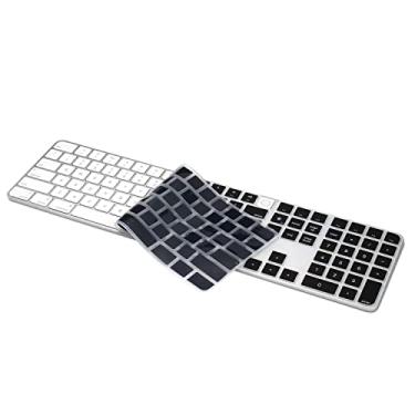 Imagem de ProElife Capa de teclado de silicone ultrafina para teclado Apple Magic com Touch ID e teclado numérico modelo-A2520 (para Mac Studio 2022 e iMac 2021 chip M1) Protetor de entrada dos EUA (preto)