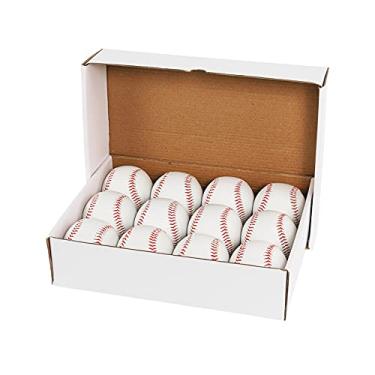 Imagem de GKK Bolas de beisebol de couro com 12 bolas de beisebol oficiais da liga de beisebol para jovens/adultos, 23 cm, treinamento, autógrafos não marcados, bola de beisebol (uma dúzia)