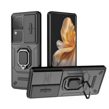 Imagem de Kukoufey Compatível com suporte Vivo V30 Pro 5G, compatível com Vivo S18 5G, com capa de lente de câmera deslizante compatível com Vivo V30 5G V2318 / V30 Pro 5G V2319 capa preta