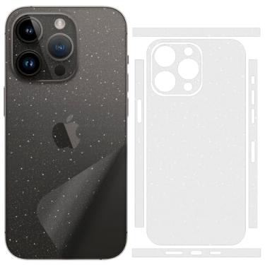 Imagem de SUKIDIOVQ Pacote com 2 adesivos para iPhone 15 Pro, transparente, brilhante, fibra de carbono, vinil, fino, ultraleve, película protetora de vidro