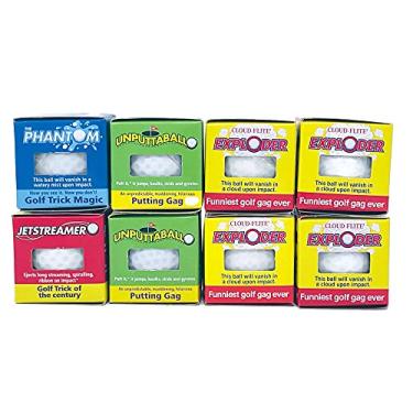 Imagem de Lot 8 Trick Golf Balls Jokes Exploding, Mist, Wobble, Streamer