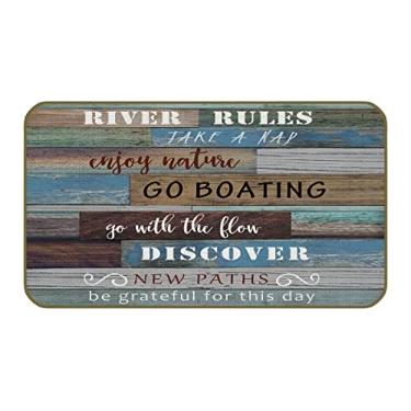 Imagem de UINHMOP Capacho decorativo de 43 cm × 76 cm River Rules Take A Nap Go Boating, tapetes engraçados de rio, decoração de casa de fazenda para casa, varanda, área externa, interior, varanda, rio, casa,