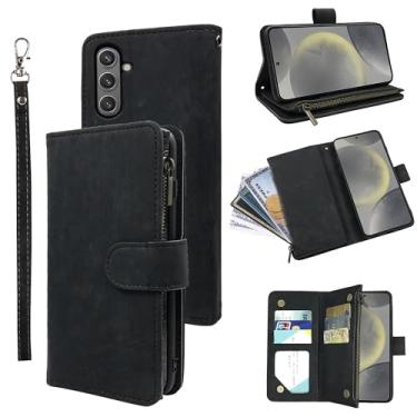 Imagem de Capa carteira compatível com Samsung Galaxy S24 5G e suporte de cartão de crédito de couro vintage premium com suporte para celular acessórios fólio bolsa cordão capa de telefone para Glaxay S 24 24S