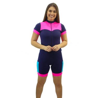 Imagem de Macacão para ciclismo com forro de shorts manga curta DA Modas Feminina-Feminino