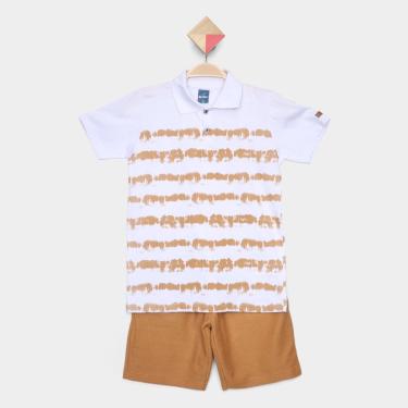 Imagem de Conjunto Curto Infantil Romitex Camisa Polo + Bermuda Moletinho Menino-Masculino
