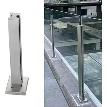 Imagem de Poste de corrimão de deck prateado para vidro/plástico/painel de madeira 10/12 mm, poste de balaustrada de vidro de aço inoxidável para varanda/escadas de corredor/loft de plataforma externa