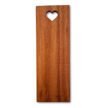 Imagem de Tabua De Frios Corte Servir Petiscos Aperitivos Porção Coração Madeira Retangular Love Casal Mesa Posta