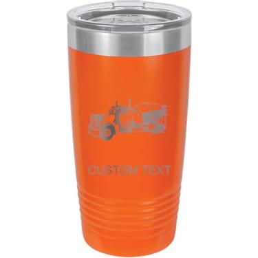 Imagem de Caminhão betoneira de 590 ml copo de aço inoxidável isolado a vácuo personalizado de parede dupla gravado a laser, caneca de café, personalizado, laranja
