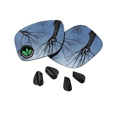 Imagem de Raydi Lentes de reposição de policarbonato e protetores de nariz para óculos de sol retangulares Oakley Drop Point OO9367 - Espelho de titânio prateado - Polarizado