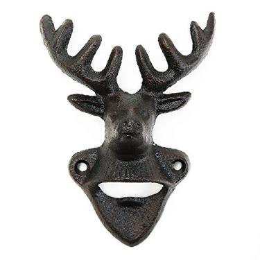 Imagem de Sungmor – Abridor de garrafa de ferro fundido resistente de 15 cm em forma de cabeça de boi e cervo vintage, Deer Head