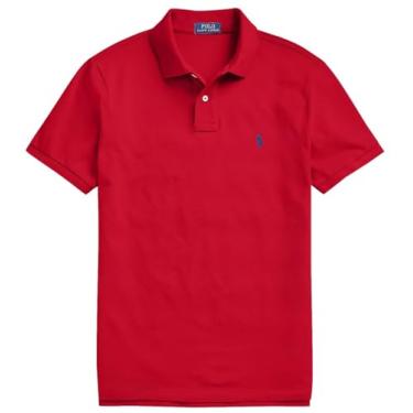 Imagem de POLO RALPH LAUREN Camisa polo masculina de malha de ajuste personalizado, Ralph Lauren, vermelho, G
