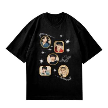 Imagem de Camiseta Txt Dream Week-5th 2024, camisetas soltas K-pop unissex com suporte superior, camisetas estampadas de algodão Merch, Preto, G