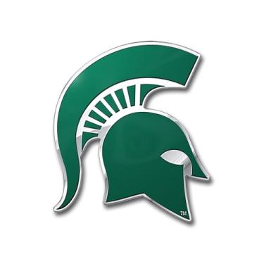 Imagem de FANMATS Emblema de alumínio resistente 60540 Michigan State Spartans cor em relevo, decalque de emblema automotivo
