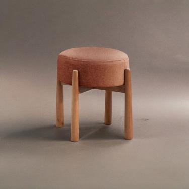 Imagem de Puff Banqueta Lotus Luxo Madeira Maciça Terracota