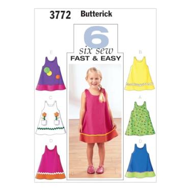 Imagem de Butterick Patterns B3772 Vestido infantil e infantil, tamanho 4-5-6
