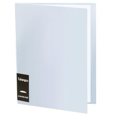 Imagem de Tuhangcc Fichário com mangas de plástico 21,6 x 28 cm, 20 bolsos - Pasta de portfólio de arte resistente com protetores de folha transparente, exibe 40 páginas, livro de apresentação, organizador de