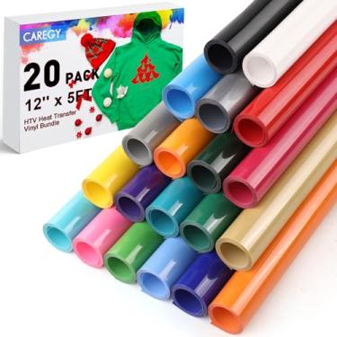 Imagem de CAREGY HTV Pacote de Vinil para Transferência de Calor Rolos de Vinil para Camisetas 30,5 cm por 1,5 m (pacote com 20)