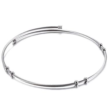 Imagem de JAJAFOOK Colar minimalista de barra de ouro redondo simples fashion gargantilha de gola alta feminina King, Metal, Sem pedras preciosas