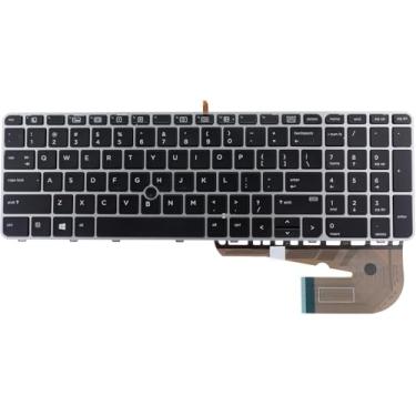 Imagem de Teclado para laptop, retroiluminado, com acabamento de teclado prateado, substituição de teclado para HP EliteBook 755 G3,850 G3,850 G4, ZBook 15u G3, ZBook 15u G4, versão dos EUA, Pointint Stick