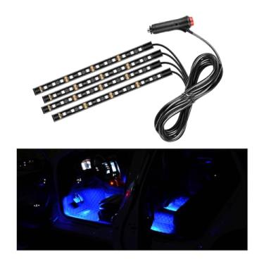 Imagem de Ohleats Fita de LED para carro, 48 luzes LED RGB para ambientes interiores automotivos, isqueiro sob o painel, luz noturna ambiente, kit de iluminação de lâmpada interna, acessórios para carros (azul)