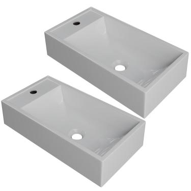 Imagem de Kit 02 Cubas de Apoio Retangular Para Banheiro Lavabo Roma C01 RL545W Branco - Lyam