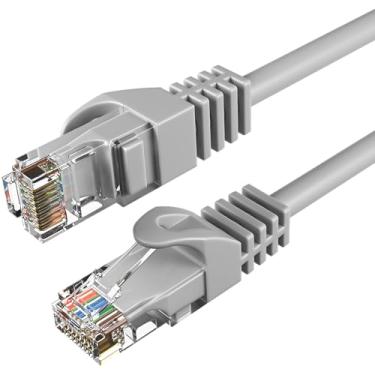 Imagem de Cabo de patch RJ45 para rede online Cat6 Gray Ethernet, Xbox, Modem, roteador, PC, laptop, Smart TV, Cinza, 15ft