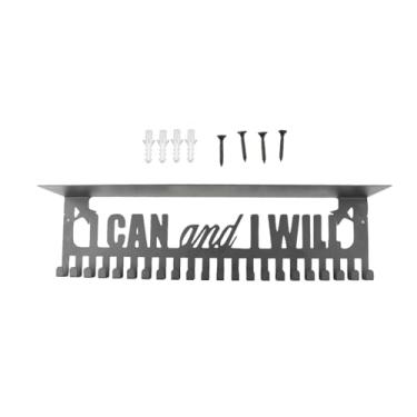 Imagem de Vaveren Suporte de parede para medalhas, grande capacidade, prateleira de armazenamento de medalhas de metal, prateleira de troféus para corrida, futebol, I Can and I Will