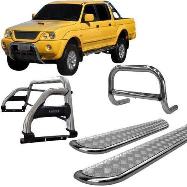 Imagem de Kit Quebra Mato Estribo Santo Antônio H2 L200 04 Cromado - HOZZ