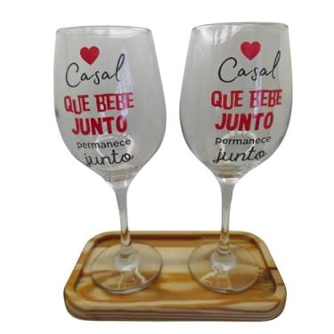 Imagem de META ATACADO, Kit 2 Taças Bandeja Casal Bebe Junto Personalizada Vinho