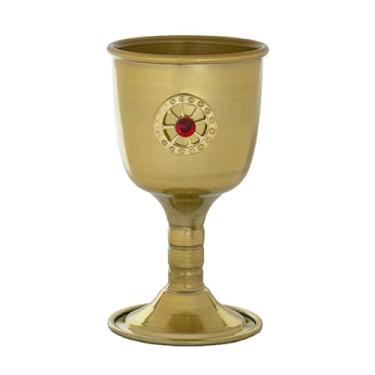 Imagem de META ATACADO, Cálice Ritual Umbanda Alumínio 14cm 200ml - Escolha a Cor Cor:Roda Cigana Dourada