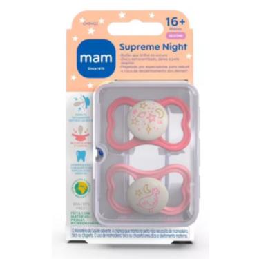 Imagem de Chupeta MAM Supreme Night 16+ meses - Embalagem Dupla - Rosa